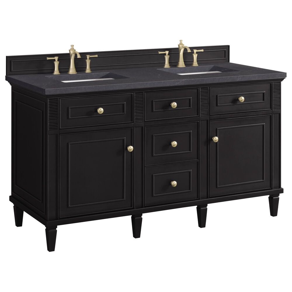 James Martin Vanities Lorelai 60" Double Vanity in Black Onyx with 3 cm Charcoal Soapstone Quartz Top, , large