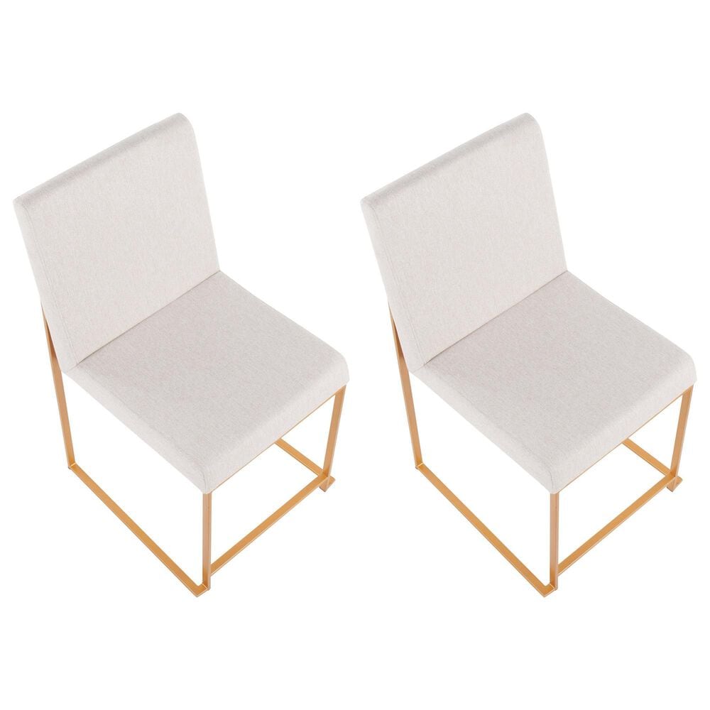 Lumisource Fuji Side Chair with Beige Cushion in Gold &#40;Set of 2&#41;, , large