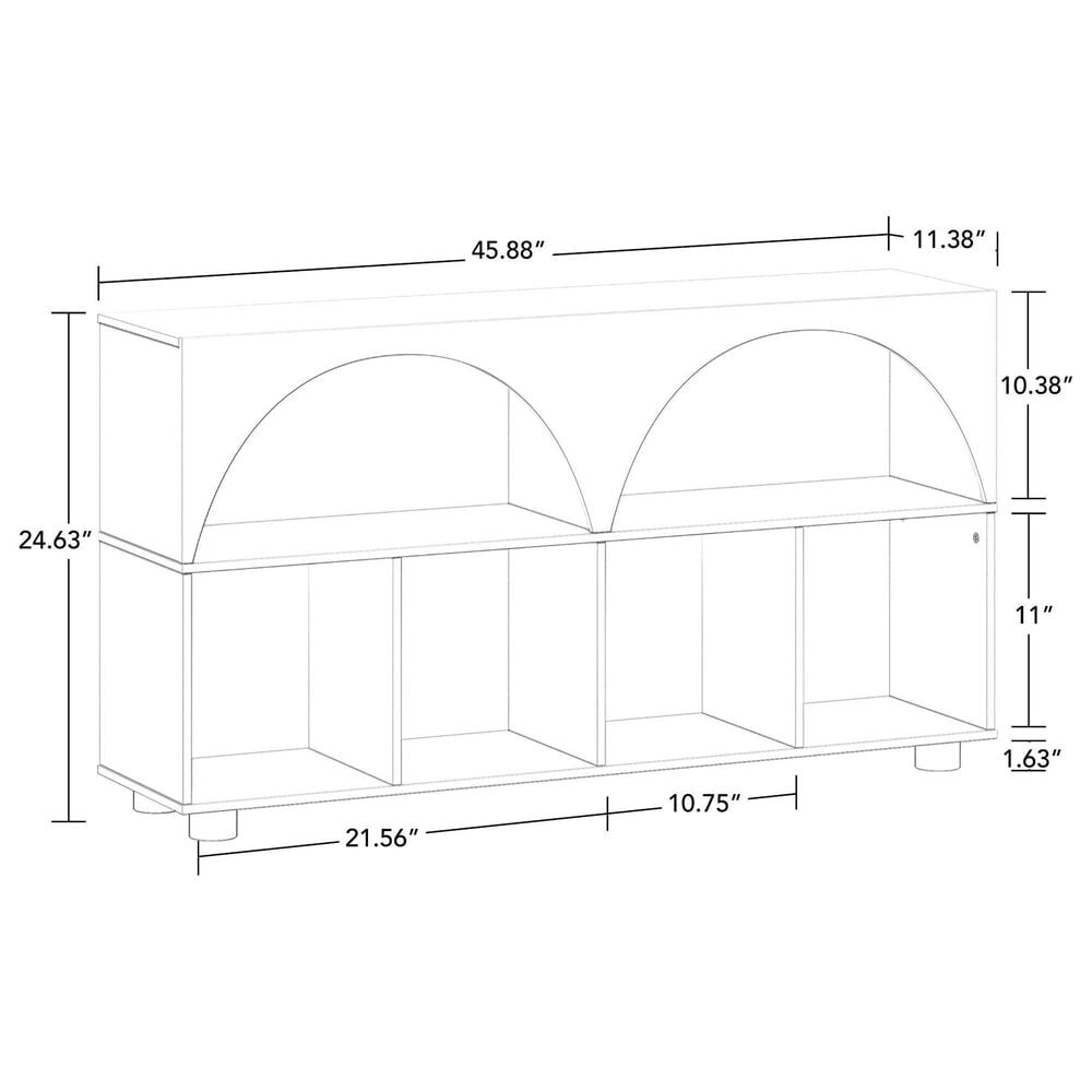 RiverRidge Home Kids Curve Appeal 46" 4-Cubby Bookcase with 2 Taupe Bins in White, , large