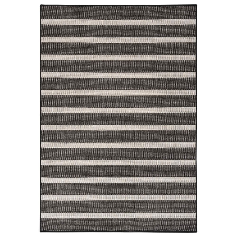 Nourison Positano POS03 Black and Ivory 4" x 6" Indoor/Outdoor Area Rug, , large