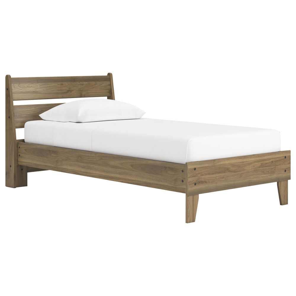 Ashley Deanlow Twin Platform Panel Bed in Honey, , large