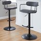 LumiSource Demi Swivel Adjustable Bar Stool with Grey Upholstery in Black (Set of 2), , large