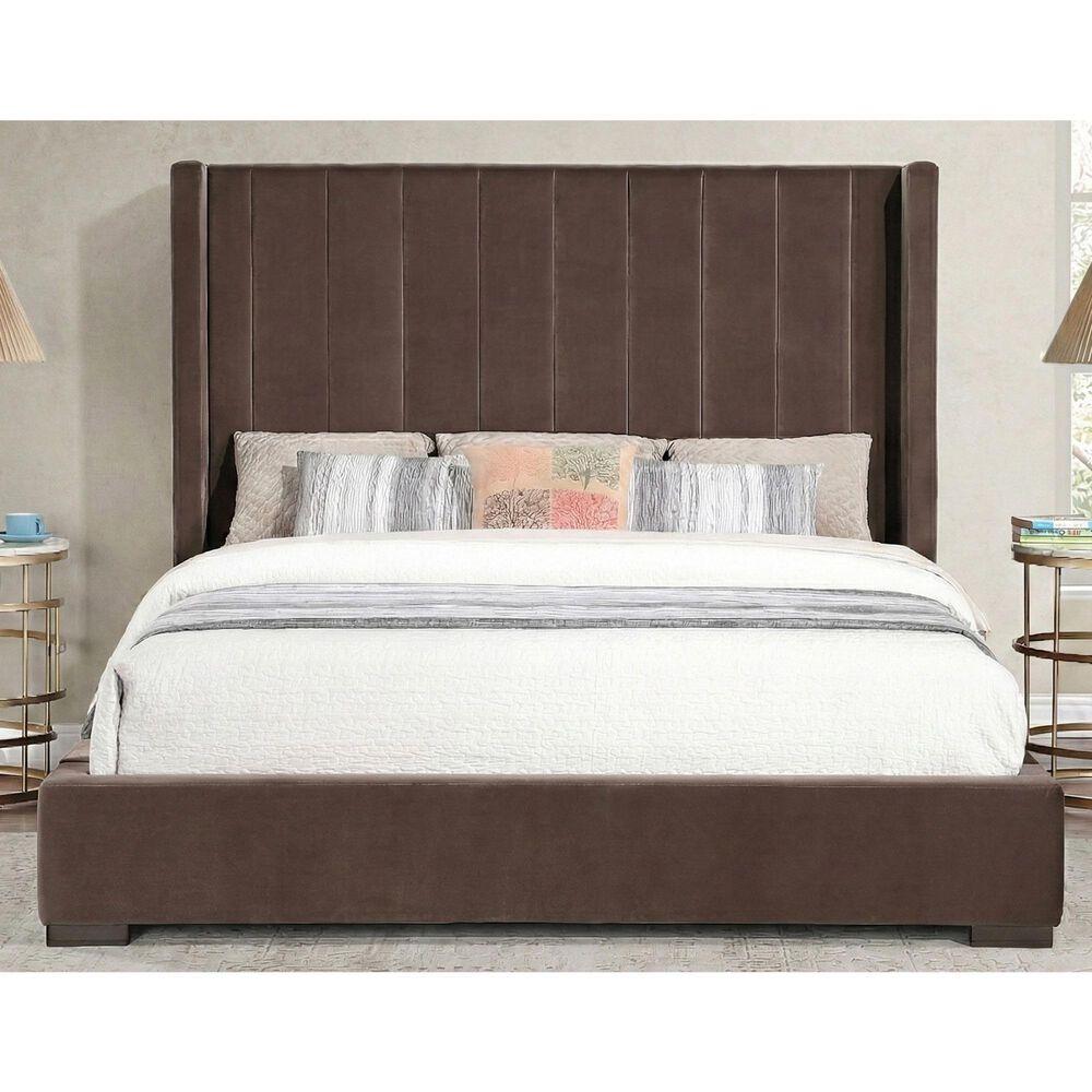 Crystal City Pearson Queen Upholstered Bed in Chocolate, , large