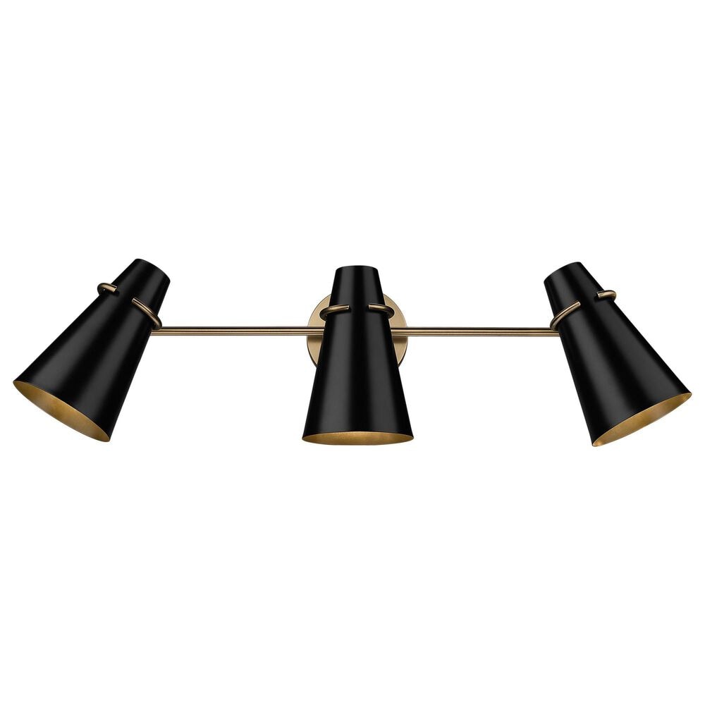 Golden Lighting Reeva 3-Light Bath Vanity with Matte Black Shade in Modern Brass, , large