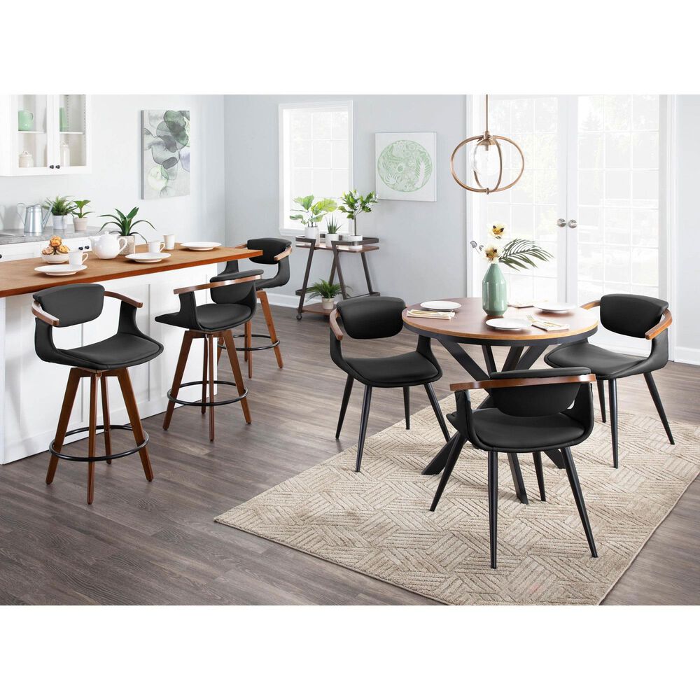 Lumisource Oracle Swivel Counter Stool with Black Cushion in Walnut and Black, , large