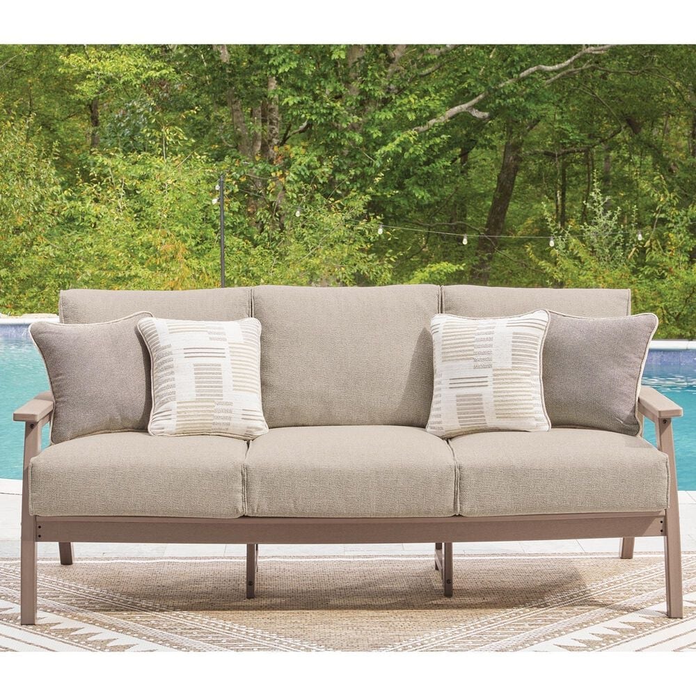 Ashley Grover Beach Outdoor Sofa with Cushion in Driftwood, , large