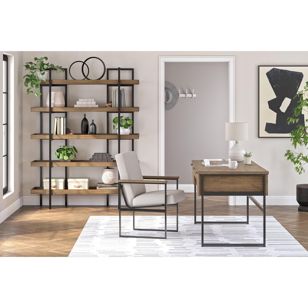 Ashley Montia Desk Chair in Gunmetal Gray and Light Brown, , large