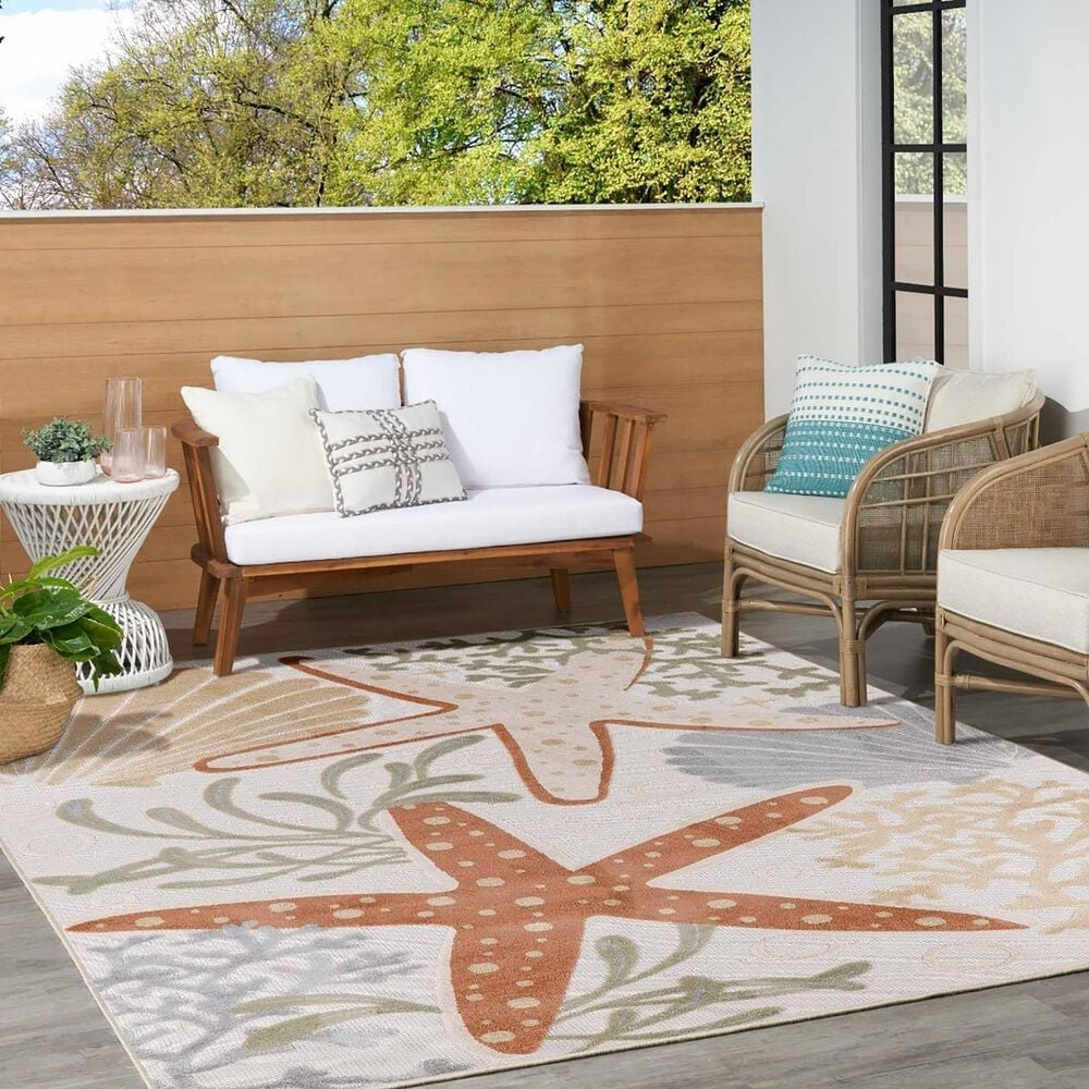 Nourison Aloha ALH24 9&#39; x 12&#39; Ivory and Multicolor Indoor/Outdoor Area Rug, , large