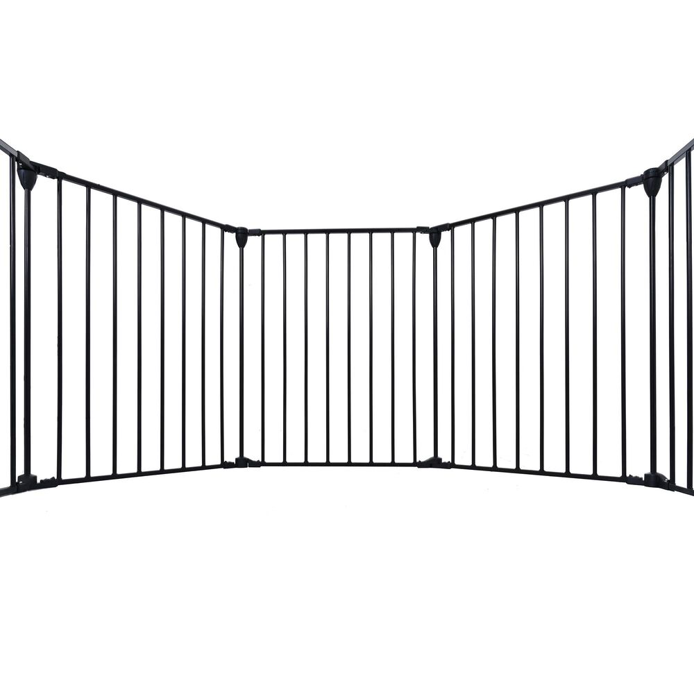 HOMLUX 8-Panel Adjustable Pet Gate in Black, , large