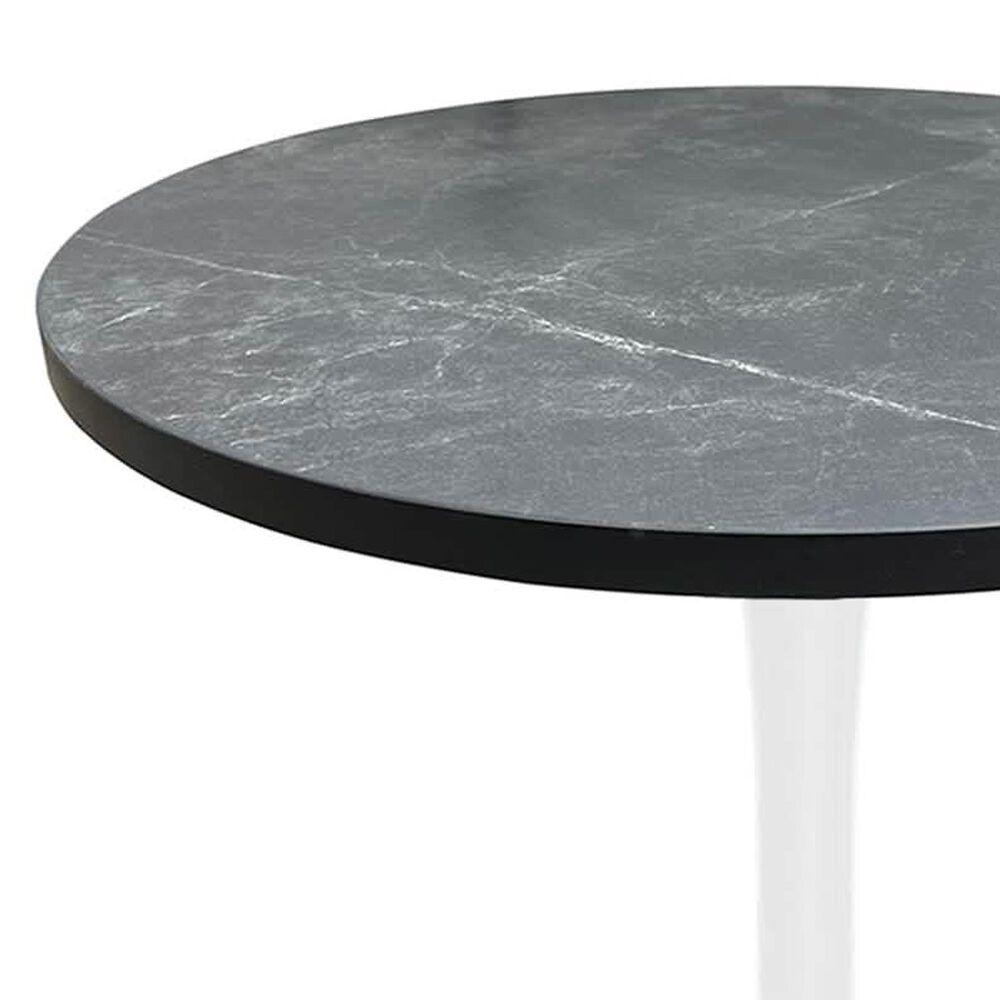 Leisuremod LeisureMod Bristol Dining table, White Base with 27 Round Marbleized Black MDF top, , large