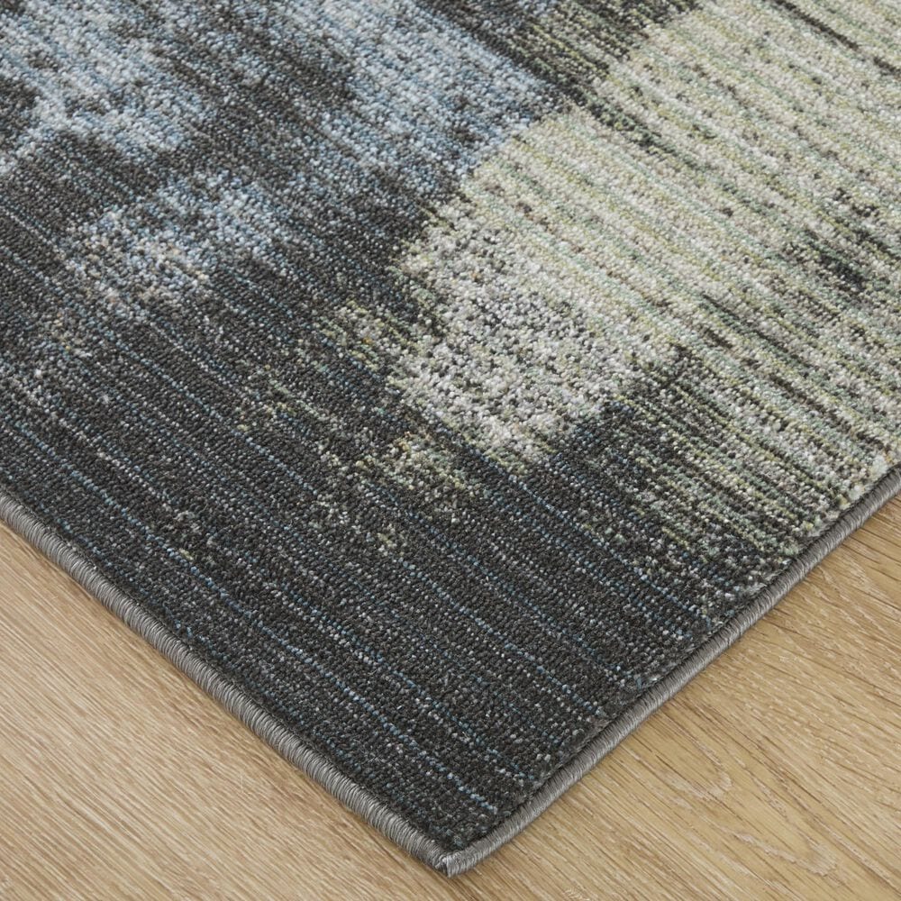 Feizy Greenwich Black and Multicolor 2'6" x 7'3" Runner, , large