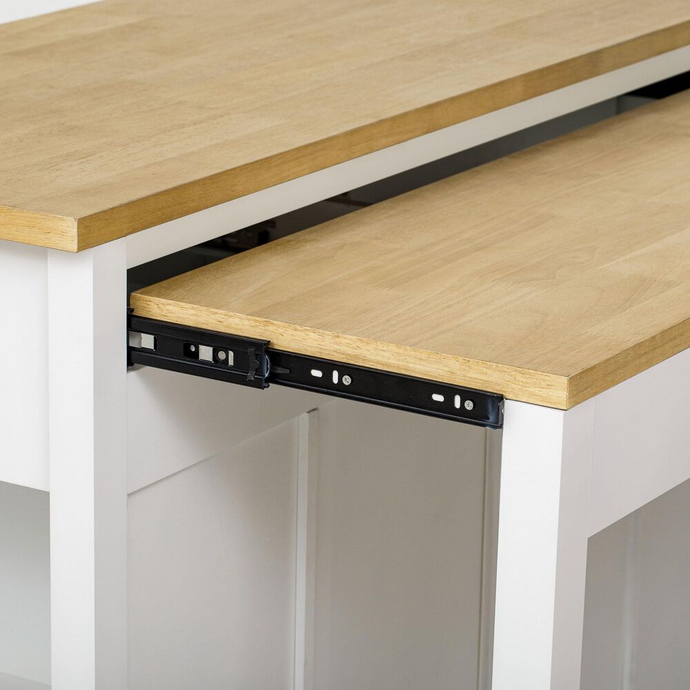 HOMLUX 47" Kitchen Island with Extendable Dining Table in White, , large