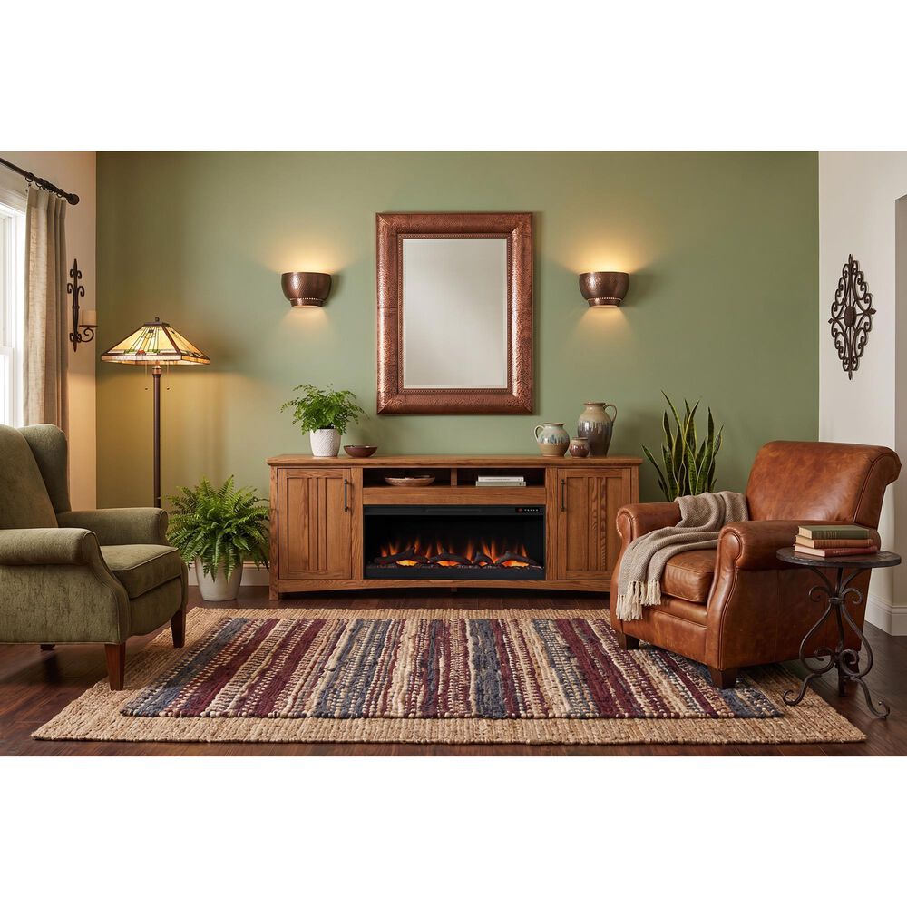 Legends Home Craftsman 86" Fireplace Console in Golden Oak, , large