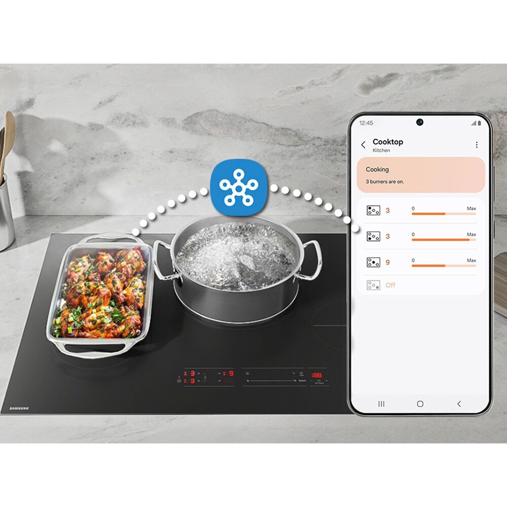 Samsung Bespoke 2-Piece Kitchen Package with Stainless Steel Bespoke 30" Single Wall Oven and Black 30" Induction Cooktop, , large