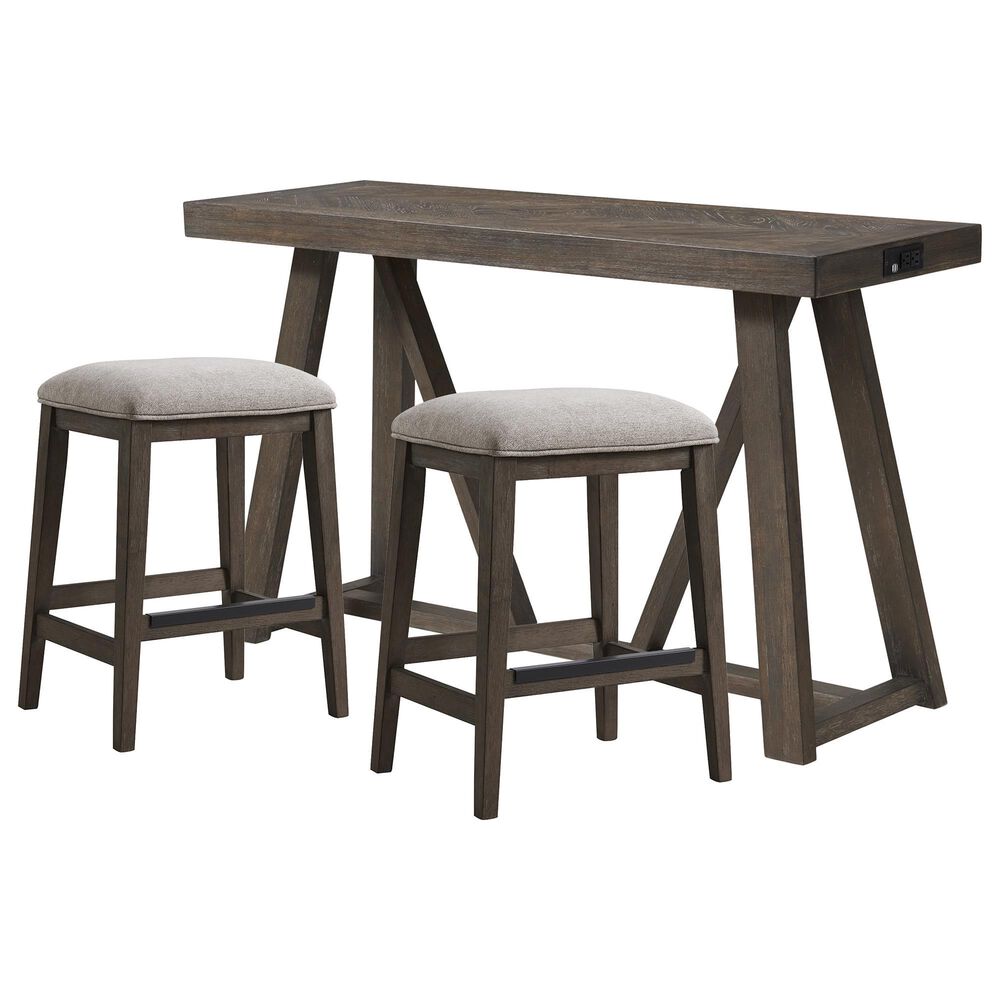 Hawthorne Furniture Hearst Sofa Table and Stools Set in Reclaimed Chevron, , large