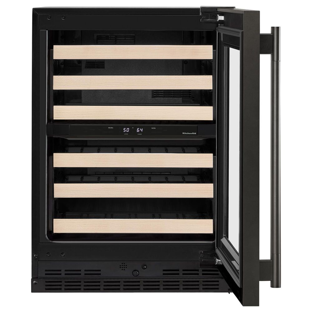 KitchenAid 24&quot; Undercounter Wine Cellar with Full-Extension Wood-Front Racks and Right Hinge in Black Ore, , large