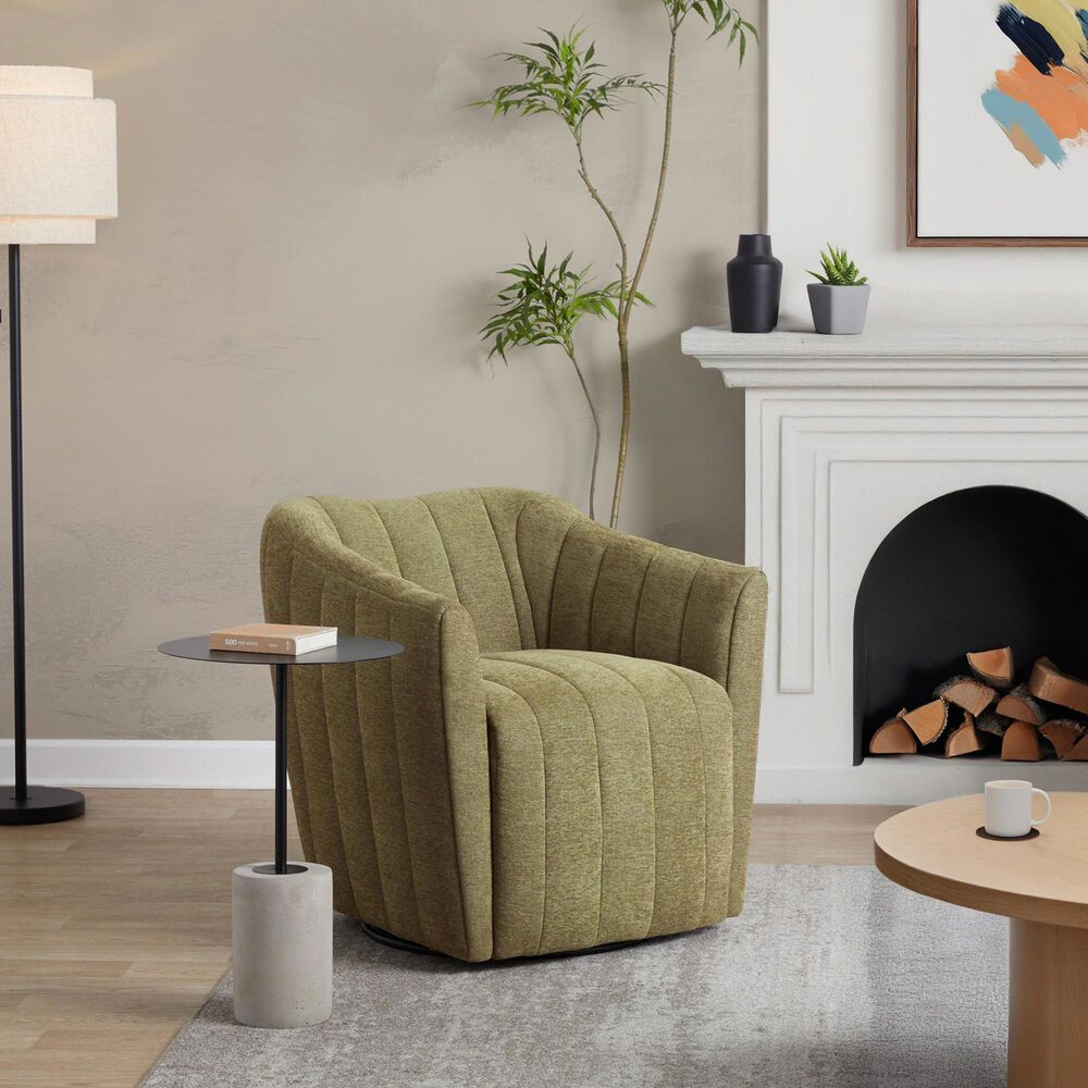 LumiSource Finley Swivel Accent Chair in Green, , large