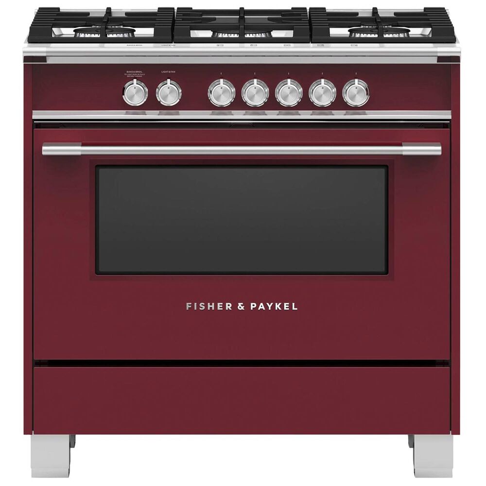 Fisher & Paykel 36" Freestanding Classic Dual Fuel Ranges in Red, , large