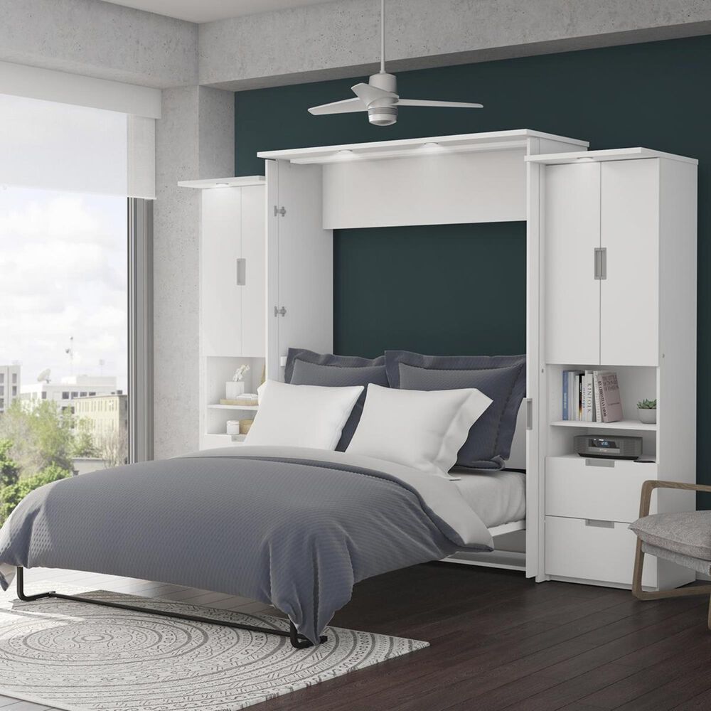 Bestar Lumina 3 Piece Queen Wall Bed in White, , large