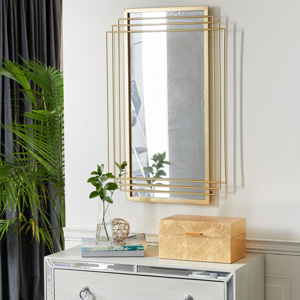 CosmoLiving by Cosmopolitan 24&quot; x 36&quot; Wall Mirror in Shiny Gold, , large