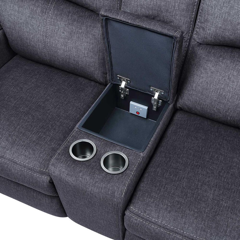 Steve Silver Lovell Power Console Loveseat in Charcoal, , large