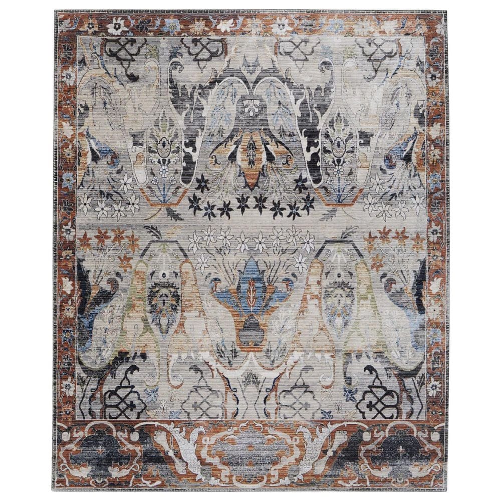 Feizy Melrose 39P2F 6"7" X 9"6" Gray and Rust Area Rug, , large