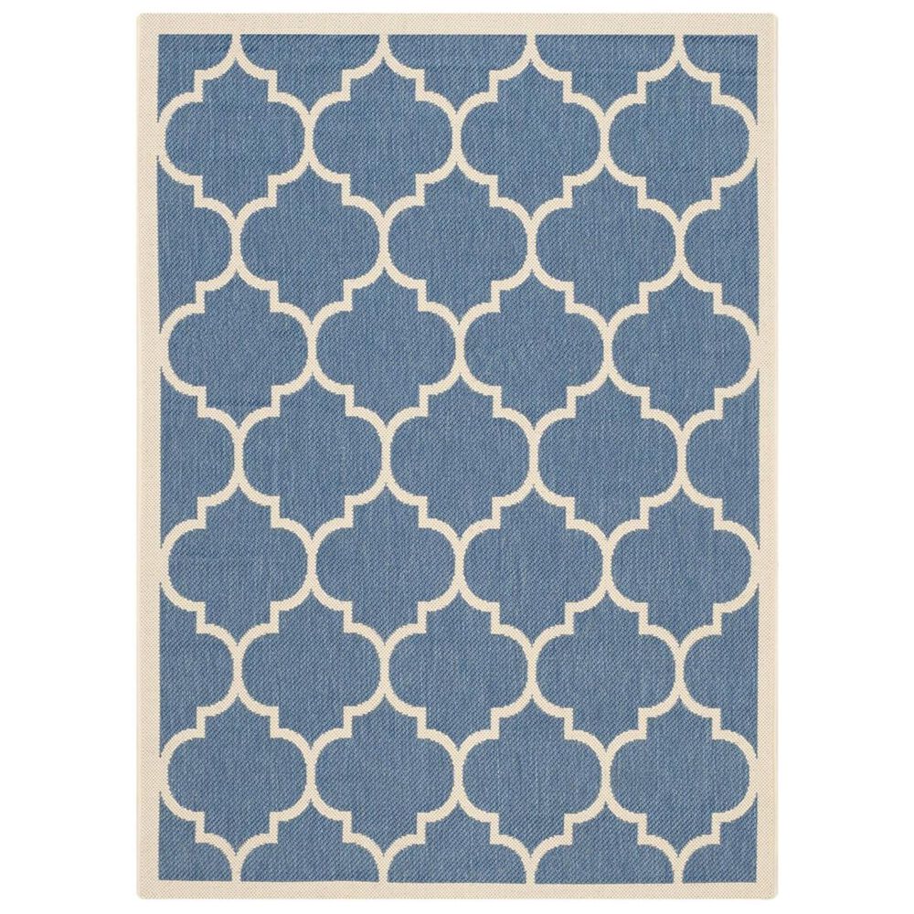 Safavieh Courtyard Indoor/Outdoor CY6914-243-4 4&#39; x 5&#39;7&quot; Blue/Beige Area Rug, , large