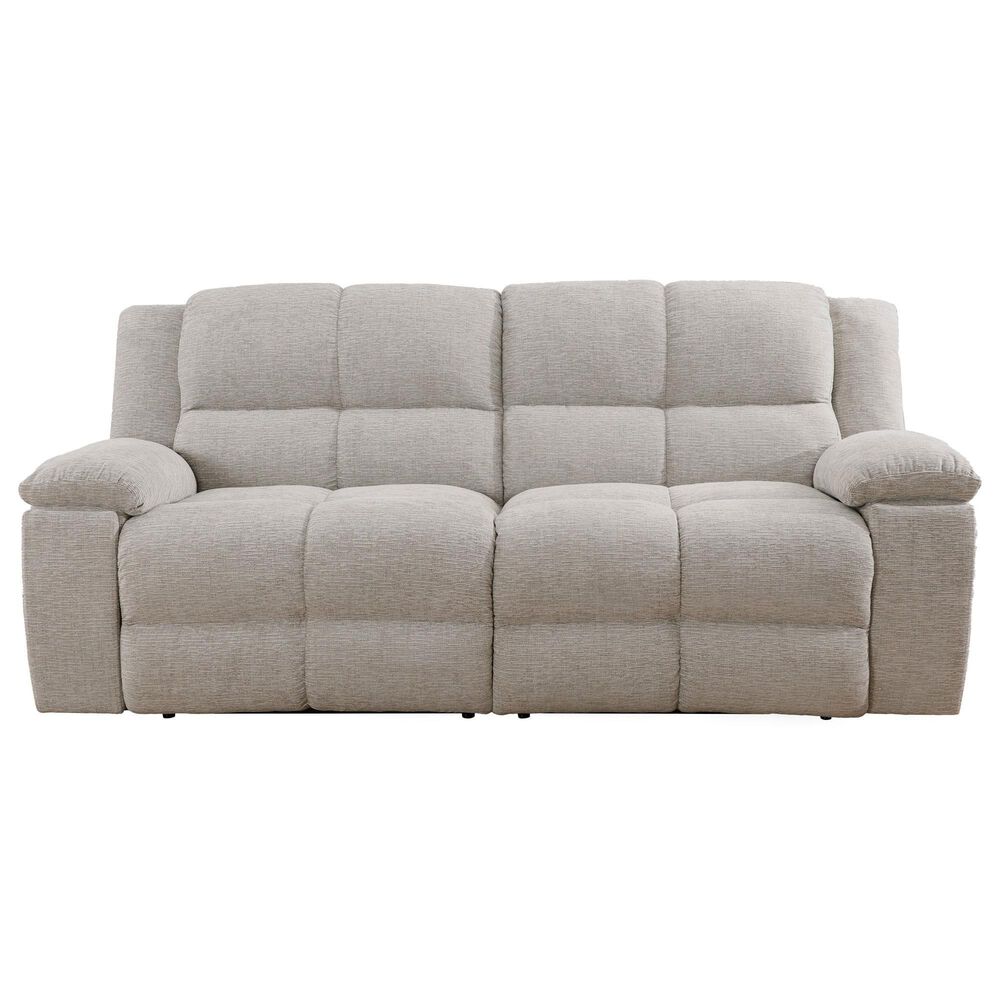 Simeon Collection Buster Manual Dual Reclining Sofa in Opal Taupe Velvet, , large