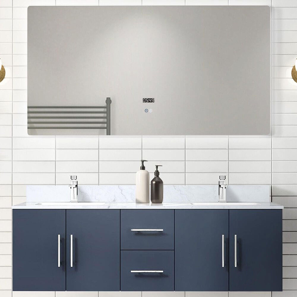 Lexora Home Geneva 60&quot; Double Bathroom Vanity Cabinet Only in Dark Grey and 60&quot; LED Mirror, , large