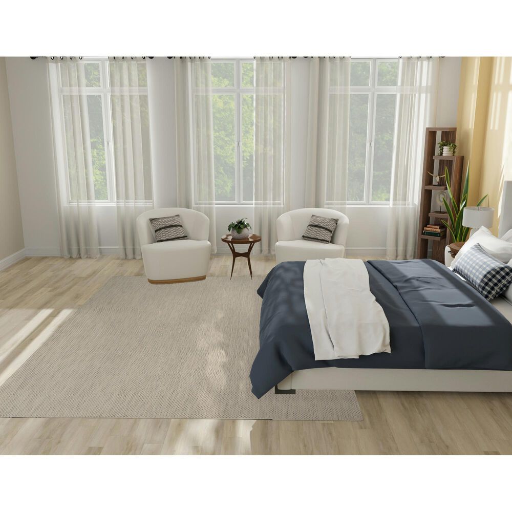 Nourison Courtyard Ivory and Silver 7&#39; x 10&#39; Indoor/Outdoor Area Rug, , large