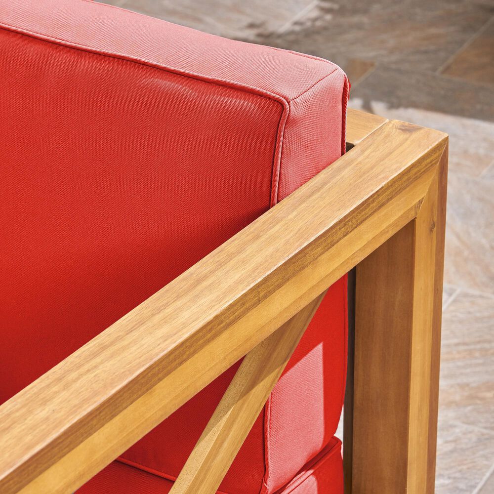 Hearth and Haven Brava Outdoor Club Chair with Cross-Back Design in Red, , large