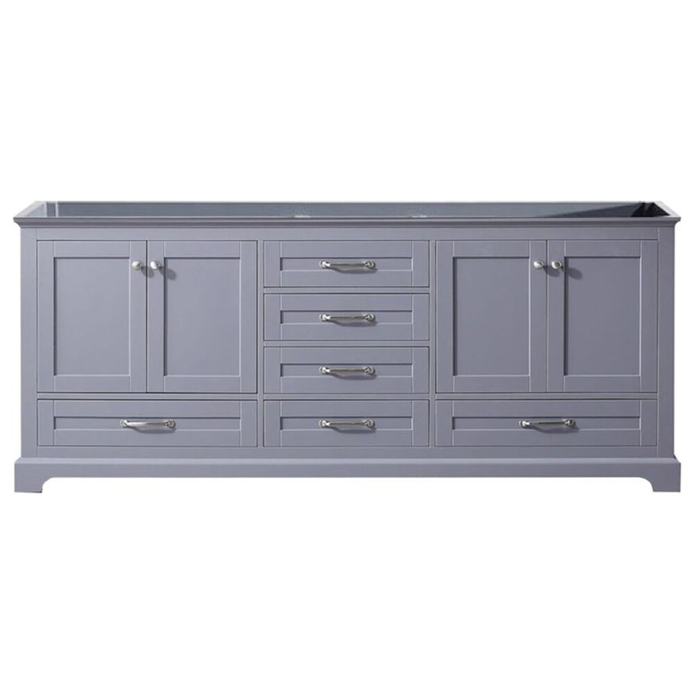 Lexora Home Dukes 80&quot; Double Bathroom Vanity in Dark Grey with 2 cm White Cultured Marble Top and Rectangular Sinks, , large