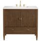 James Martin Vanities Myrrin 36" Vanity in Mid-Century Walnut with 3 cm Arctic Fall Solid Surface Top, , large