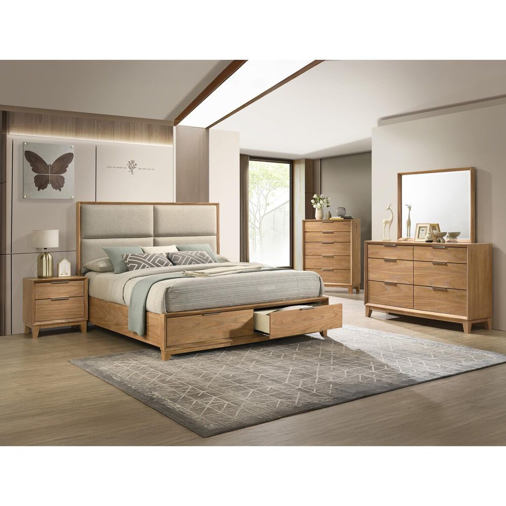 Crown Mark Florian 2 Drawer Nightstand in Light Brown, , large