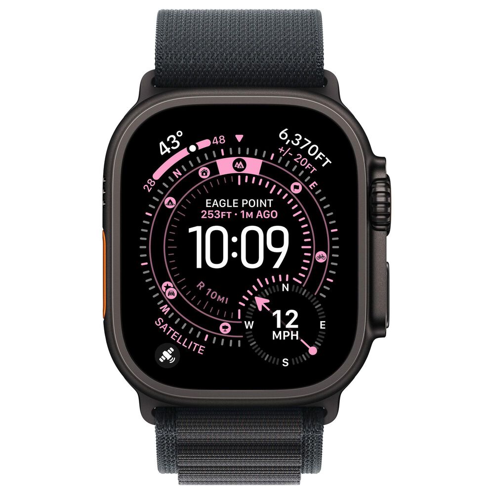 Apple Watch Ultra 3 (GPS+Cellular) 49mm Titanium Case with Alpine Loop - Large in Black and 2-Year AppleCare+, , large