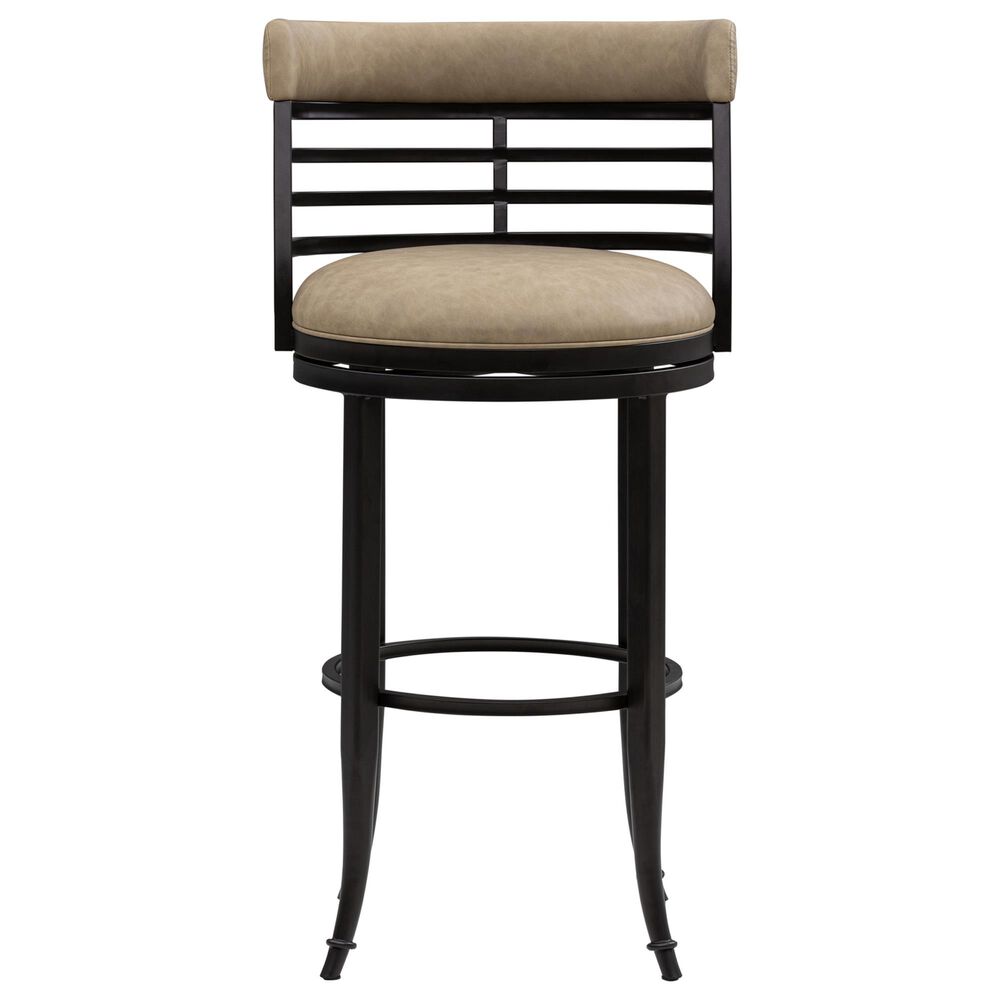 Armen Living Telia Bar Height Stool with Mushroom Brown Upholstery in Dark Brown, , large