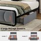 HOMLUX King Upholstered Platform Bed Frame in Gray, , large