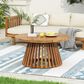 Hearth and Haven Outdoor Round Coffee Table with Slatted Base in Teak, , large