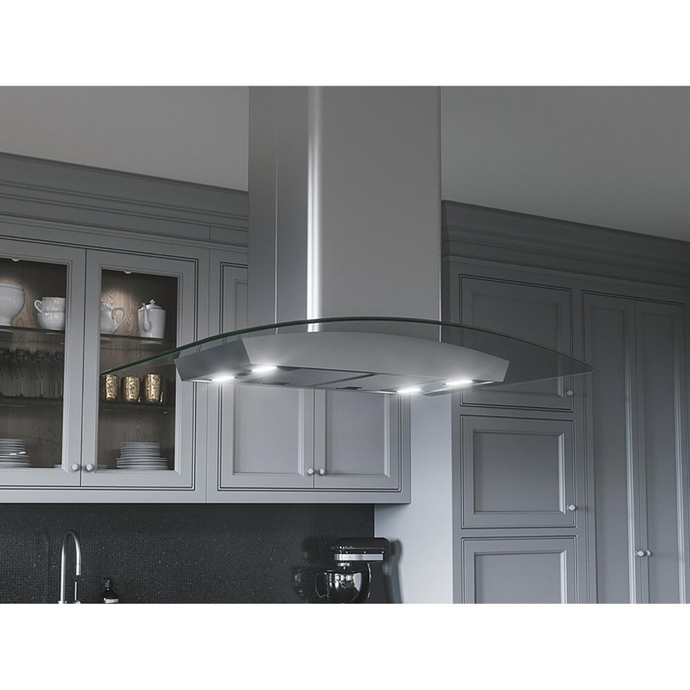 Zephyr Milano 42&quot; Island Range Hood in Stainless Steel and Glass, , large