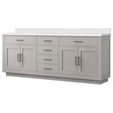 Lexora Home Abbey 84" Double Bathroom Vanity in White Oak with 2 cm White Cultured Marble Top and Rectangular Sinks, , large