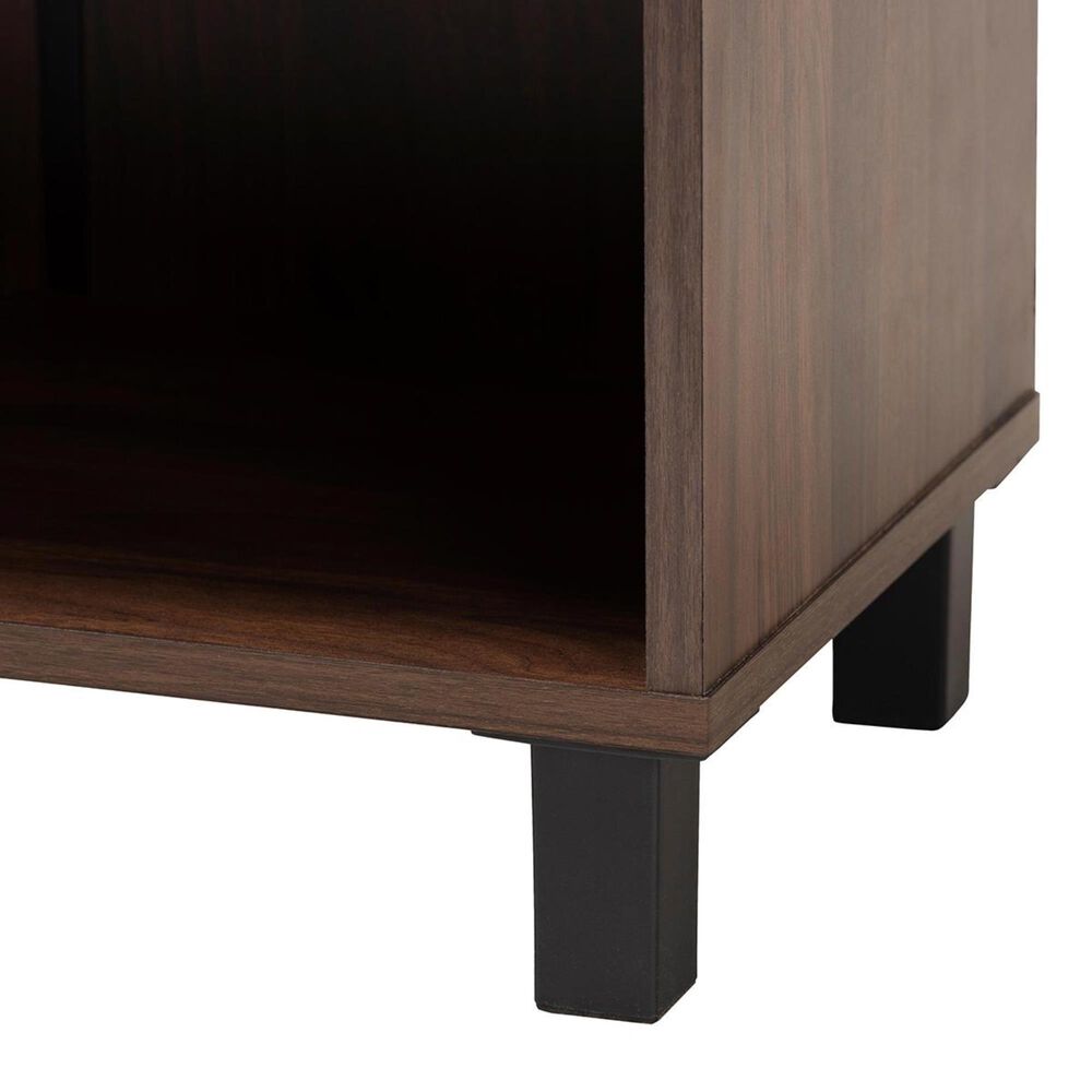 Baxton Studio Rossin 2-Door Entryway Shoe Storage Cabinet with Open Bottom Shelf in Walnut, , large