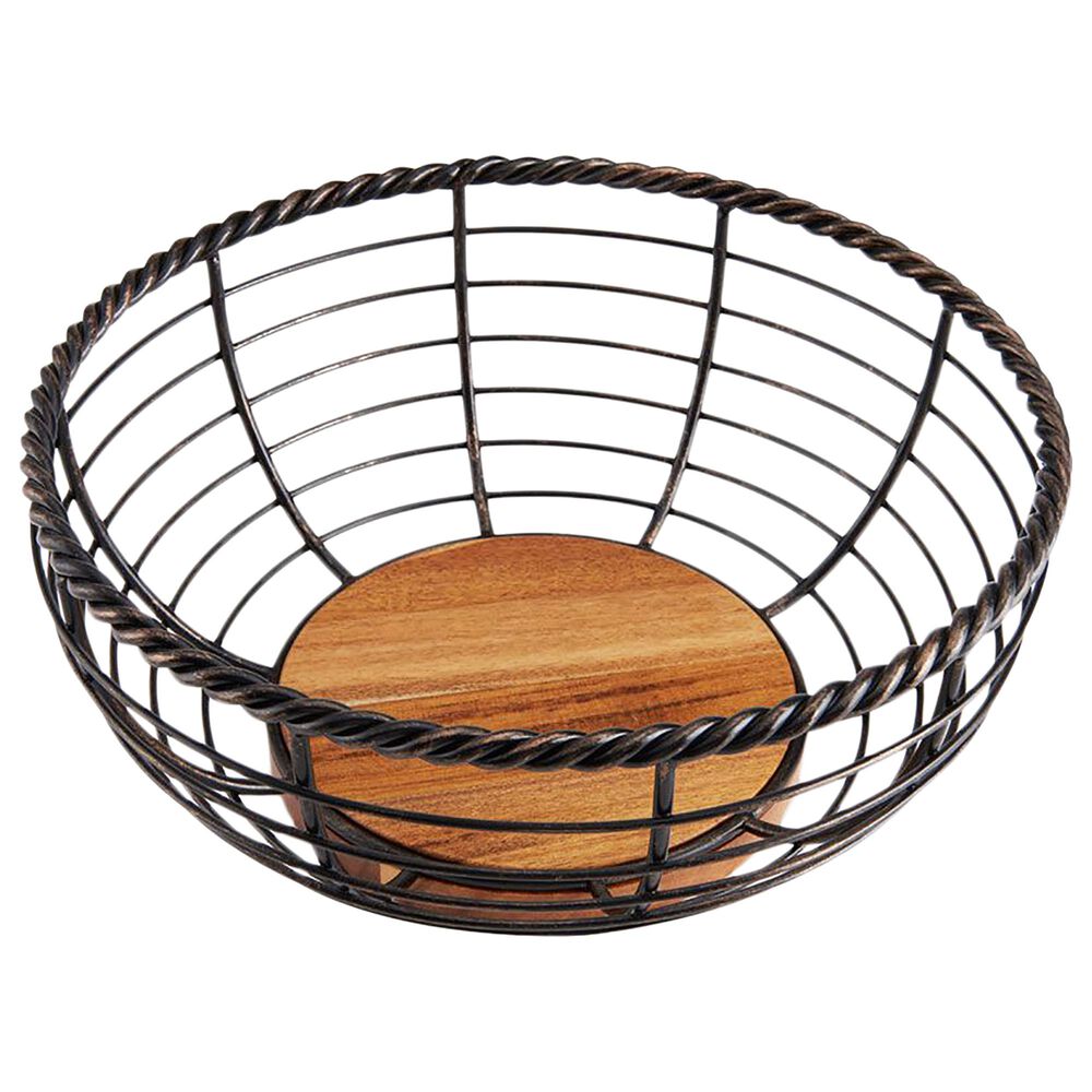 Lifetime Brands Mikasa 11" Rope Round Fruit Storage Basket in Black, , large