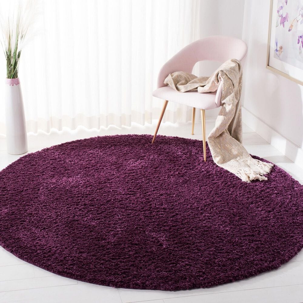 Safavieh August Shag 5&#39;3&quot; Round Purple Area Rug, , large
