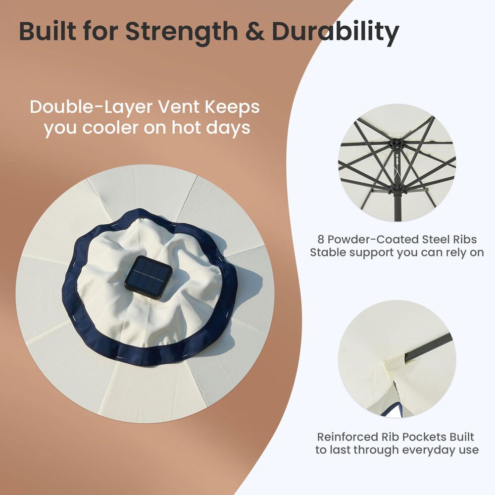 HOMLUX 10' Patio Umbrella with Lights in White, , large