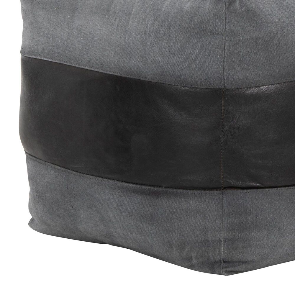 Lumisource Cobber Canvas Pouf in Black and Grey, , large