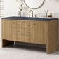 James Martin Vanities Hudson 60" Single Bathroom Vanity in Light Natural Oak with 3 cm Charcoal Soapstone Quartz Top and Rectangular Sink, , large
