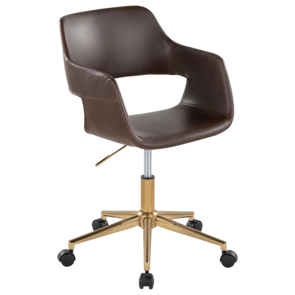 Lumisource Margarite Task Chair with Espresso Faux Leather Cushion in Gold, , large