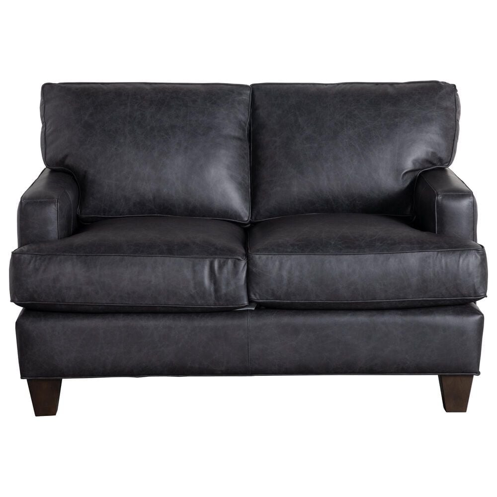 Craftmaster Furniture Corp 4-Piece Stationary Leather Living Room Set in Dark Gray, , large