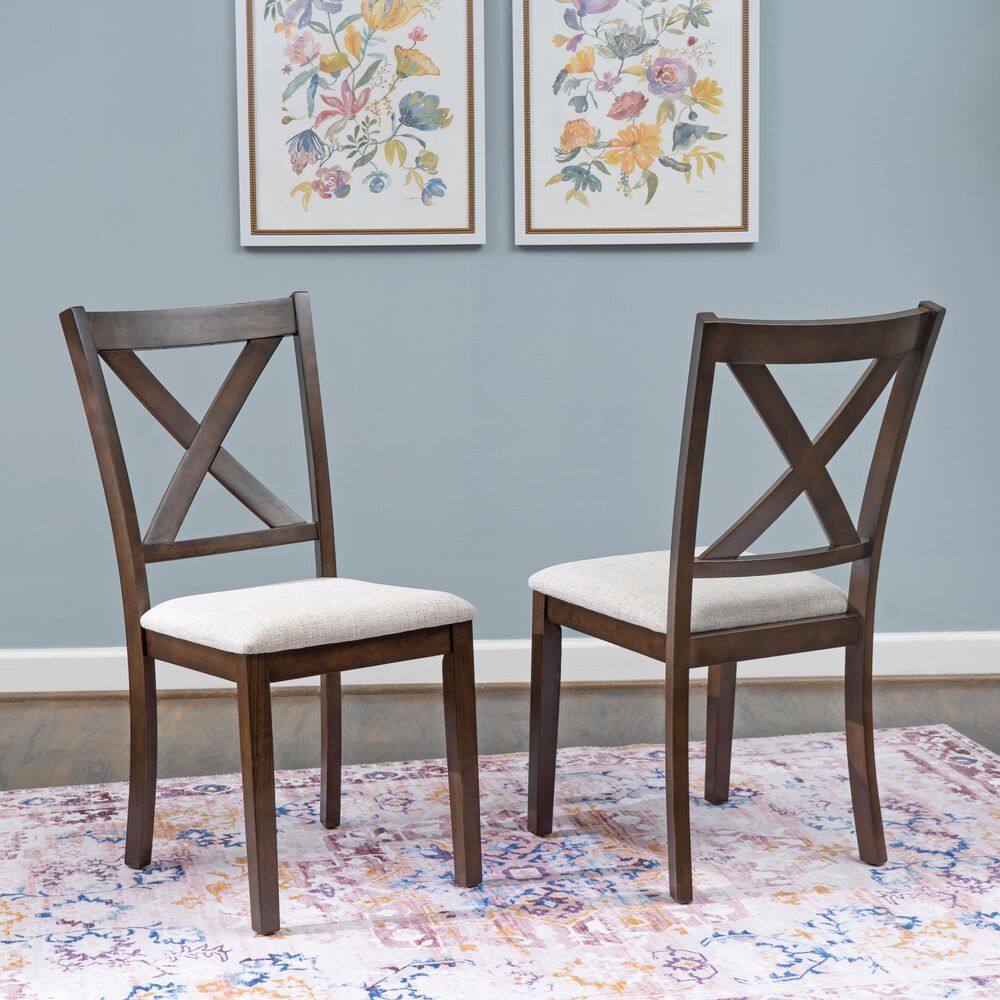 Linon Home Decor Warren X-Back Side Chair in Warm Brown (Set of 2), , large