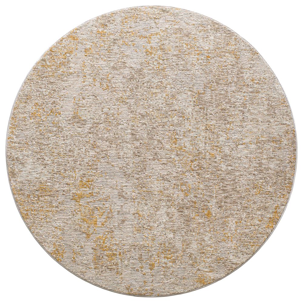 Surya Reina Light Gray, Light Brown, Medium Gray, Mustard and Tan 6'7" Round Area Rug, , large